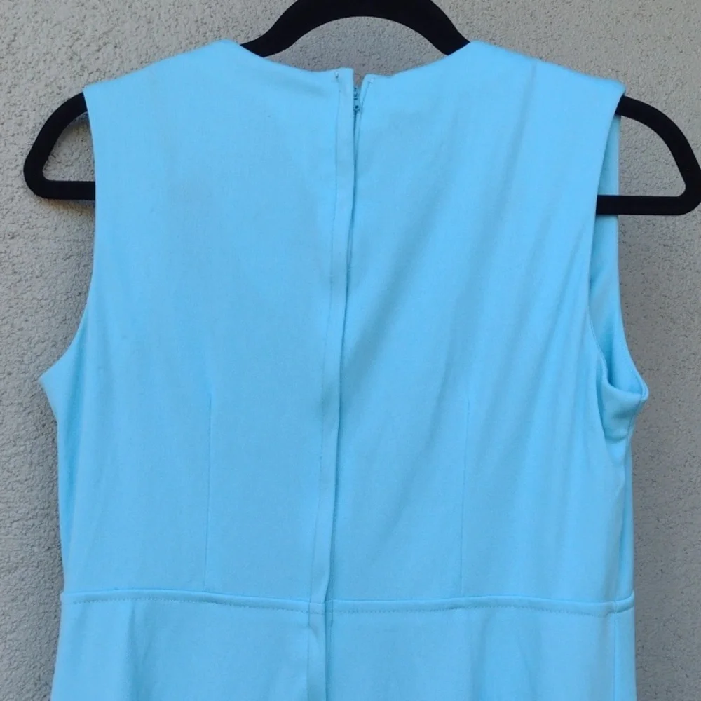 Vintage Turquoise Sleeveless V-neck Maxi Dress Large - Picture 5 of 7